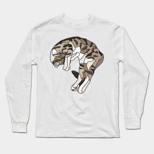 Tabby Cat Covering Face in Sleep Long Sleeve T-Shirt